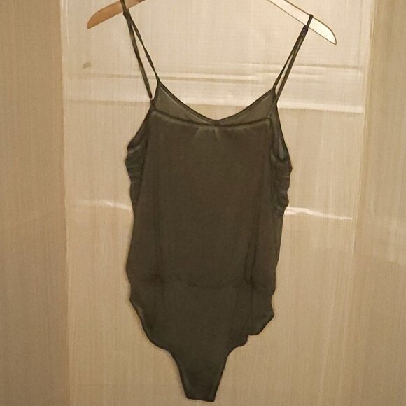 Knox Rose Green Boho Embroidered Adjustable Strap Bodysuit Large - Picture 2 of 7